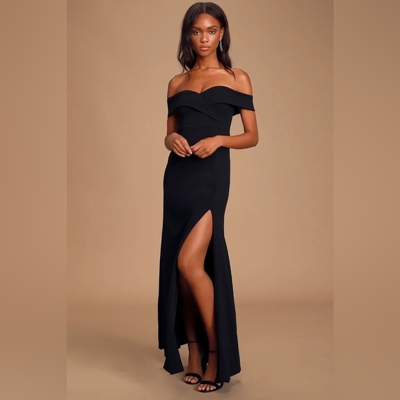 Lulus Song of Love Black Off-the-Shoulder Maxi Dress - Picture 1 of 15